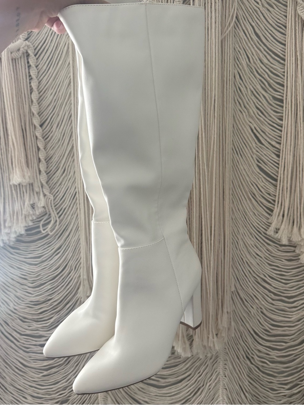 White Pointed-Toe Over-the-Knee Boots